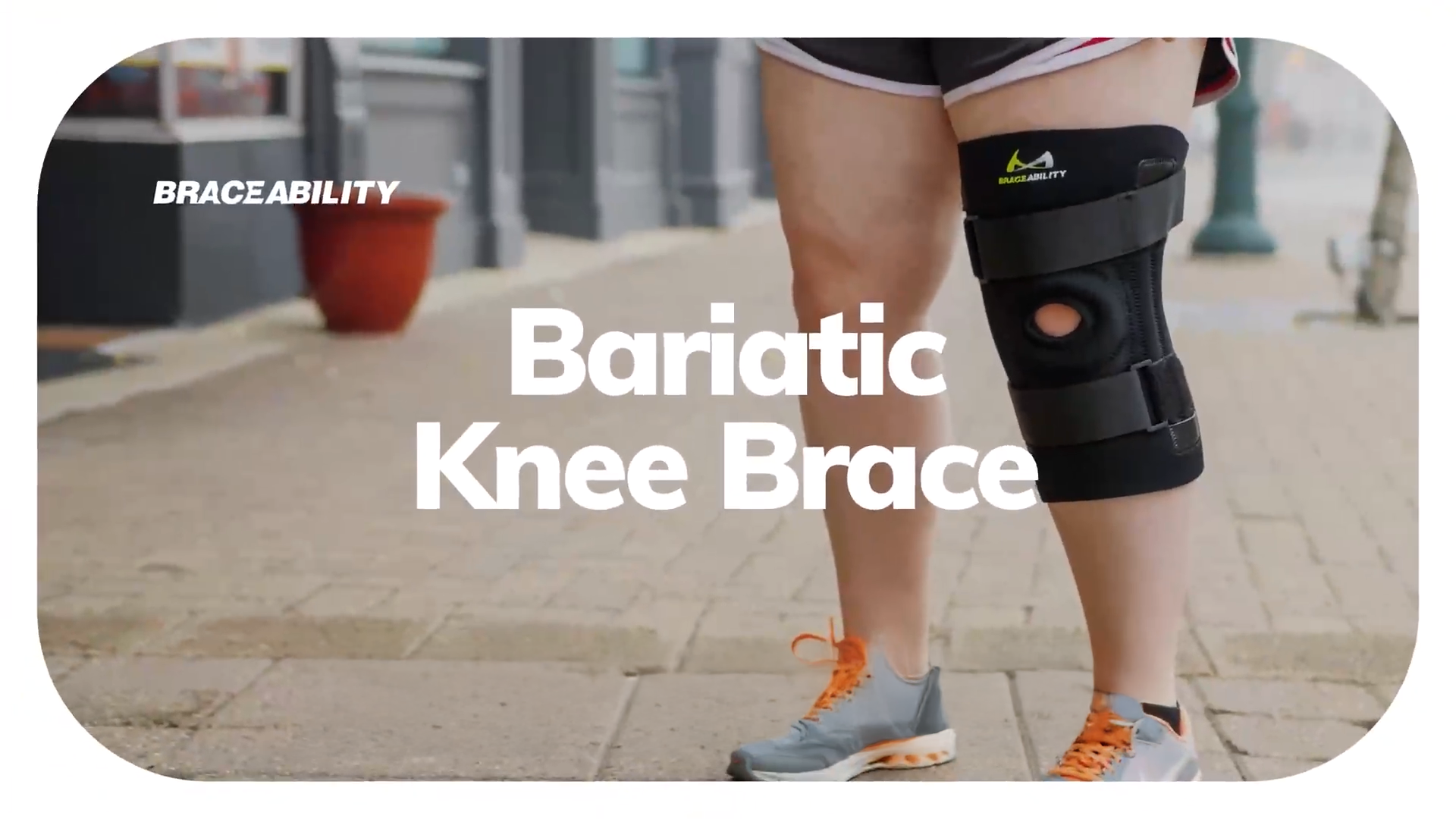 thumbnail video image 2 of BraceAbility Plus Size Orthopedic Knee Brace with Side Stabilizers for Knee Pain and Instability 6XL, 2 of 7