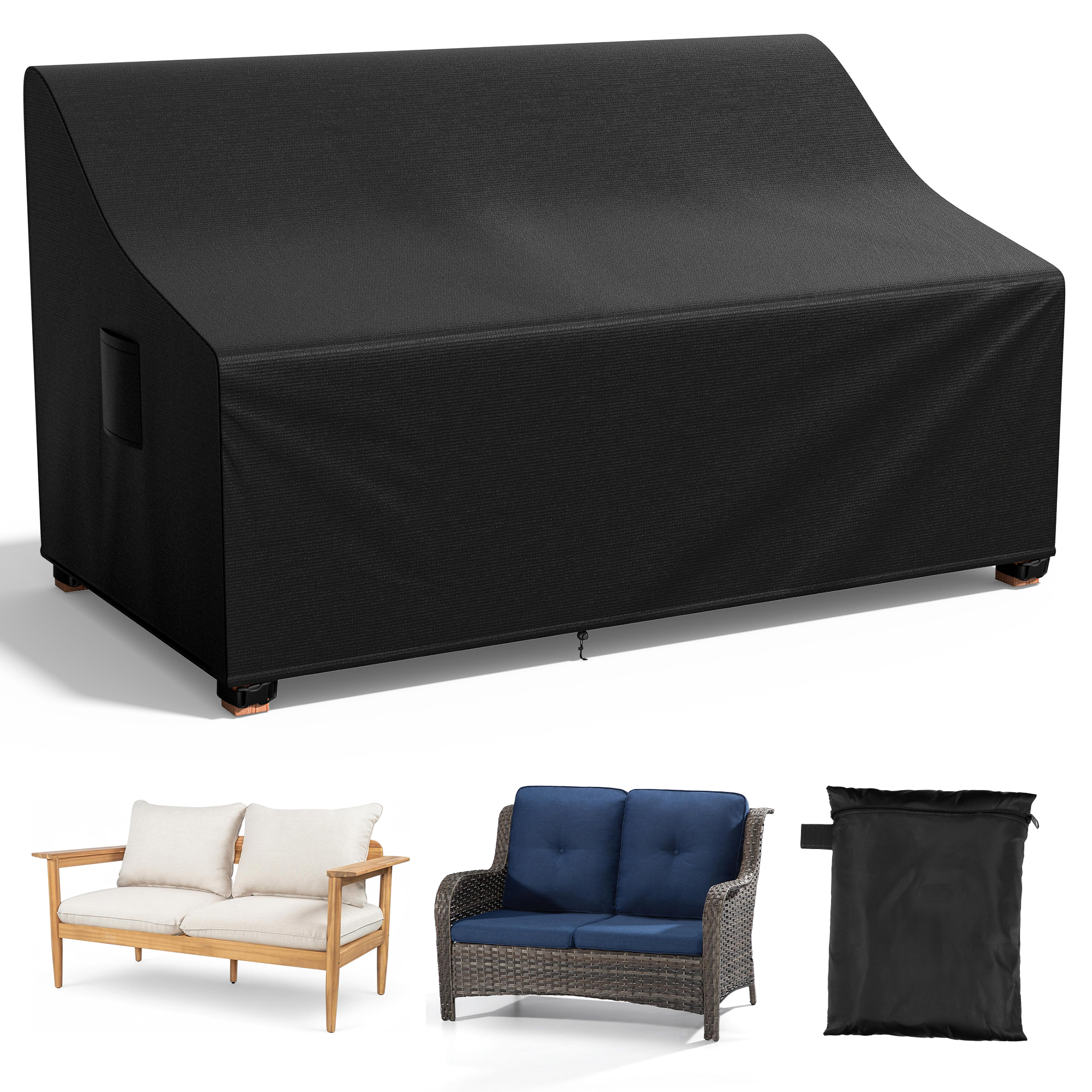 thumbnail video image 2 of Agricasst Patio Sofa Cover,Outdoor 2-Seater Loveseat Cover,Waterproof UV-Resistant Patio Furniture Cover,Heavy Duty Outdoor Couch Cover with Air Vent & Handles and 4 Adjustable Buckles,60x30x34Inch, 2 of 11