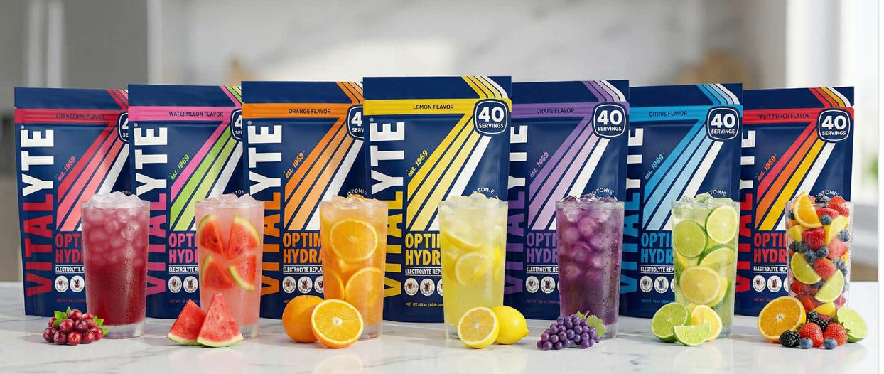 thumbnail video image 2 of Vitalyte Orange Electrolyte Powder Packets Mix, Isotonic Hydration, 25 Single Serving Stick Packet, 2 of 8