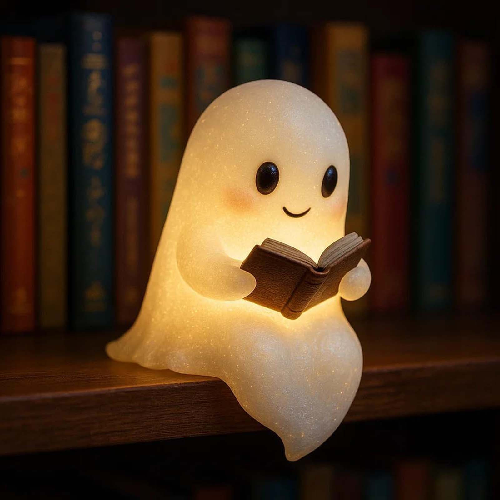 thumbnail video image 2 of Ghost Table Lamp, Halloween Light up Ghost Statue Night Light Home Decor Ghost Lighted Figurine Lamps for Party Bedroom Shelf Table Centerpiece (6 Inch), 2 of 8