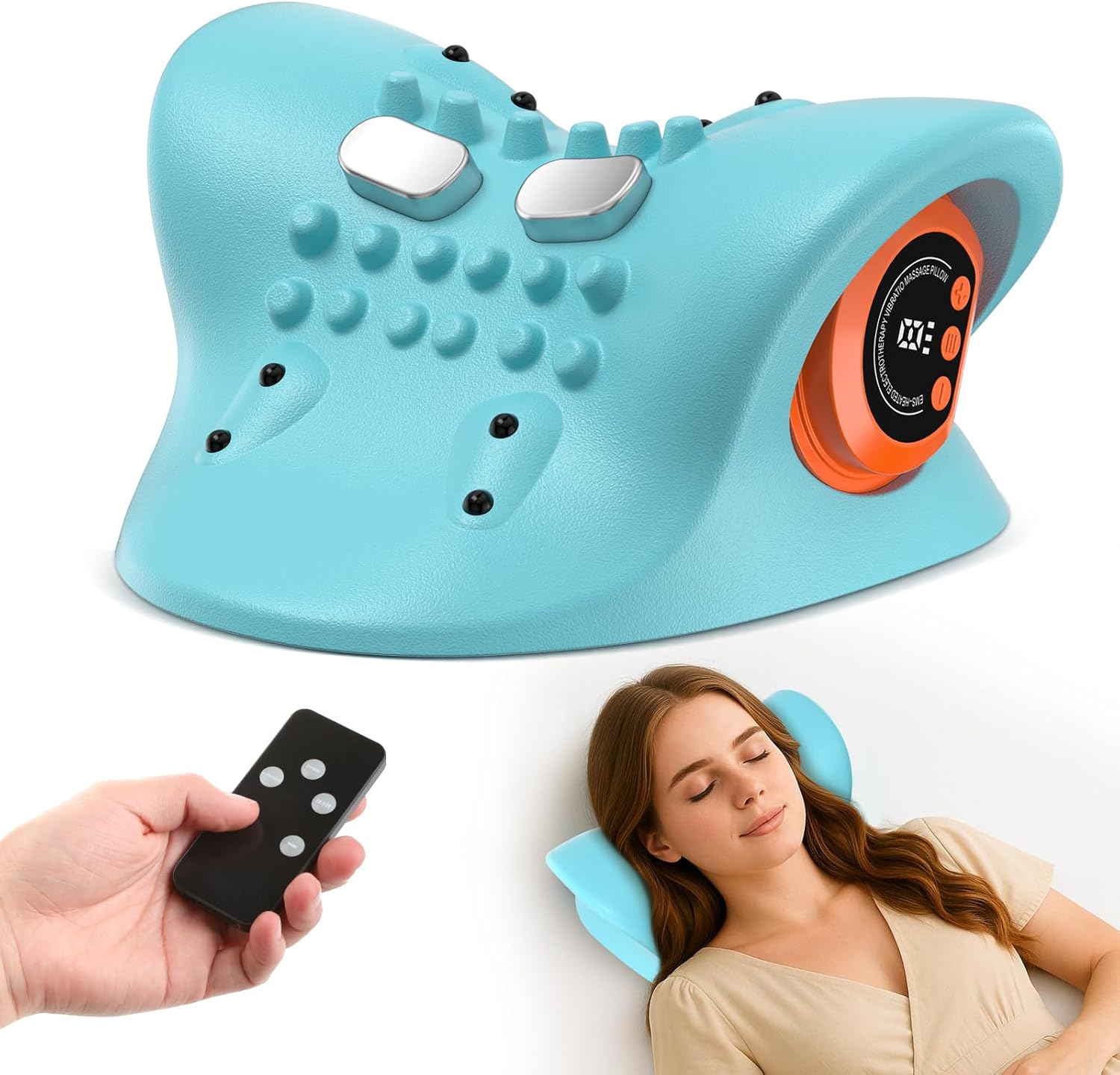 thumbnail video image 2 of Neck Massager 2025, Neck and Shoulder Relaxer with Heat, 3 Modes, Portable Pillows for Pain Relief and Muscle Relax, 26° Angle Cervical Traction Device for Back, Shoulder, 2 of 13