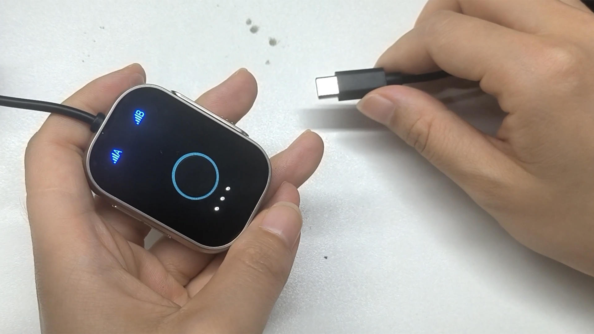 thumbnail video image 2 of Swiifome Bluetooth Transmitter Receiver for TV, 2-in-1 Bluetooth 5.3 Adapter for Airplane, Gym Equipment, Cars, for up to 2 Wireless Headphones/Cell Phones, 2 of 8