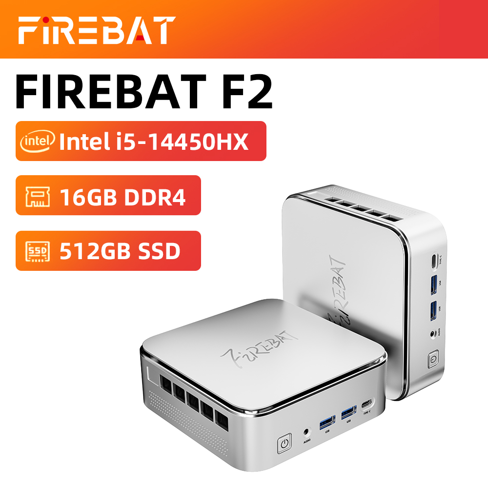 thumbnail video image 2 of FIREBAT 【F2】Mini PC Intel 14th Gen i5-14450HX | Triple 4K Display | 16GB RAM 512GB SSD | WiFi 6 Ultra Quiet Desktop for Office/Gaming/Design, 2 of 12