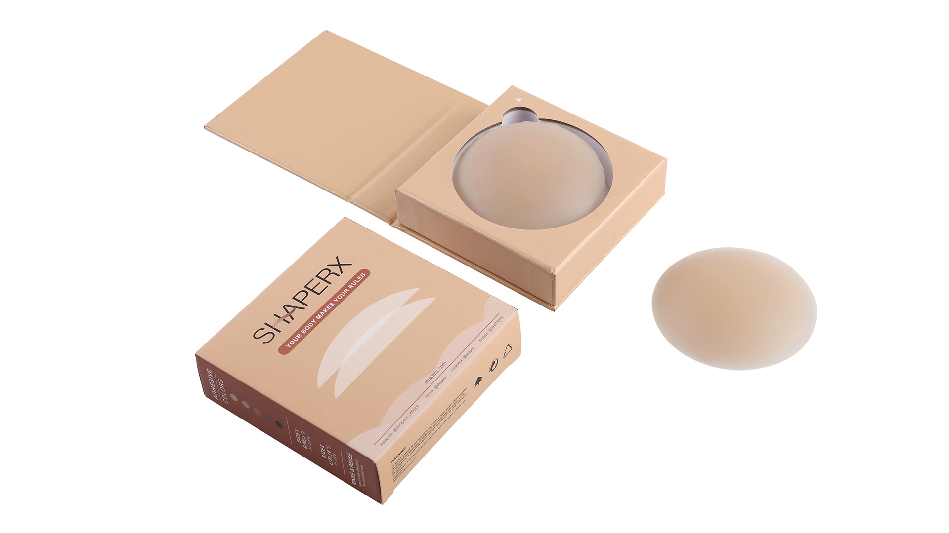 thumbnail video image 2 of SHAPERX 1 Pair Reusable Nipple Covers, Sticky Adhesive Silicone Nipple Pasties, Invisible Pasties Nipple Covers with Lift, 2 of 8