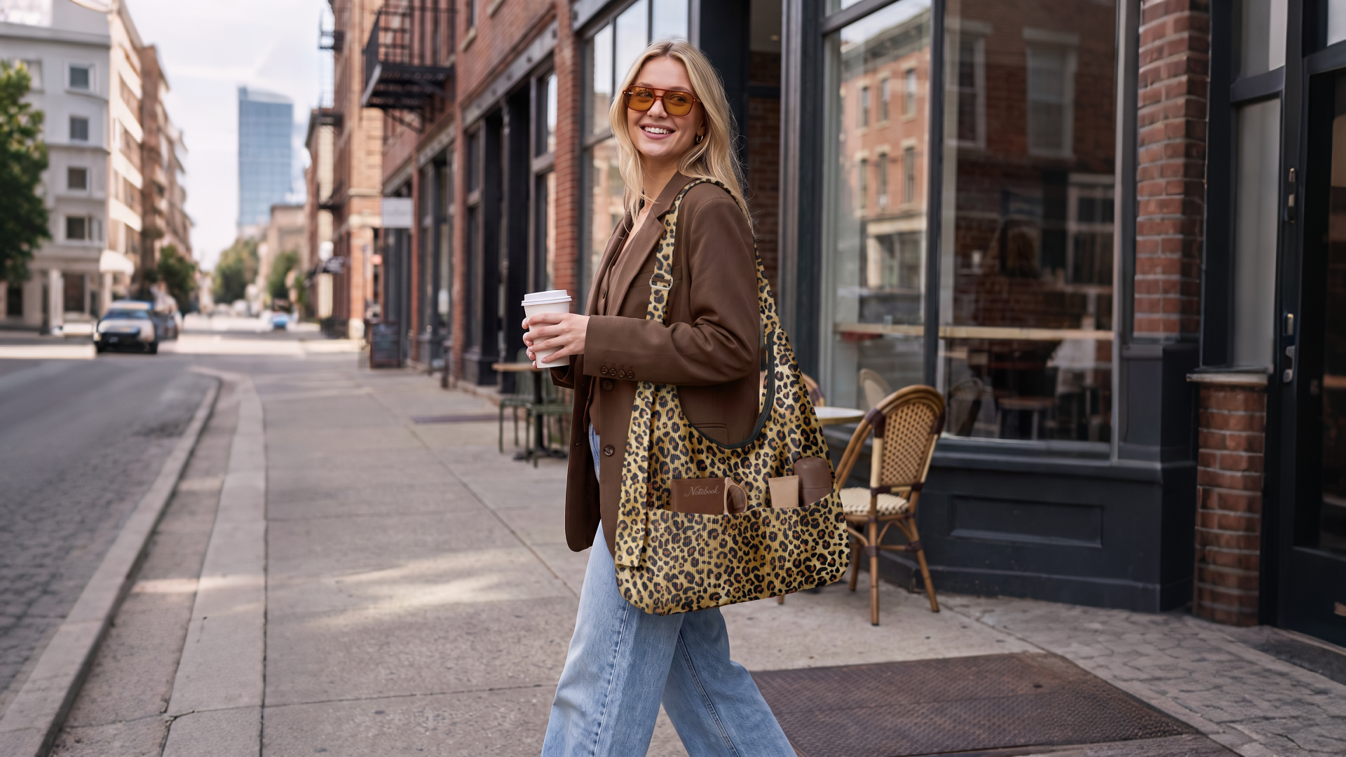 thumbnail video image 2 of Gocvo Multi-Pocket Hobo Bags for Women, Corduroy Tote Bag for Casual Outings Work Shopping(Leopard), 2 of 9