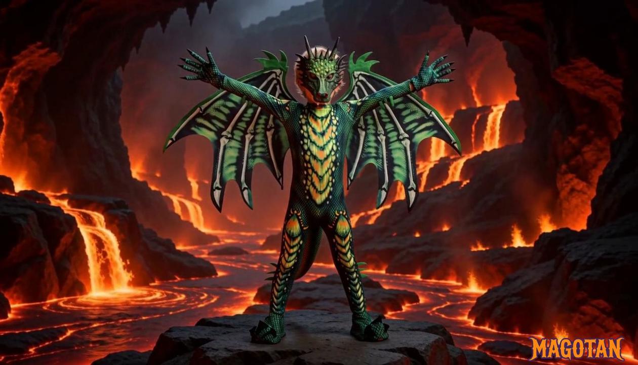 thumbnail video image 2 of Magotan Halloween Kids Dragon Costume,Kids Halloween Dress Up,Halloween Funny Costume Cosplay Dragon Jumpsuit,Green,S, 2 of 8