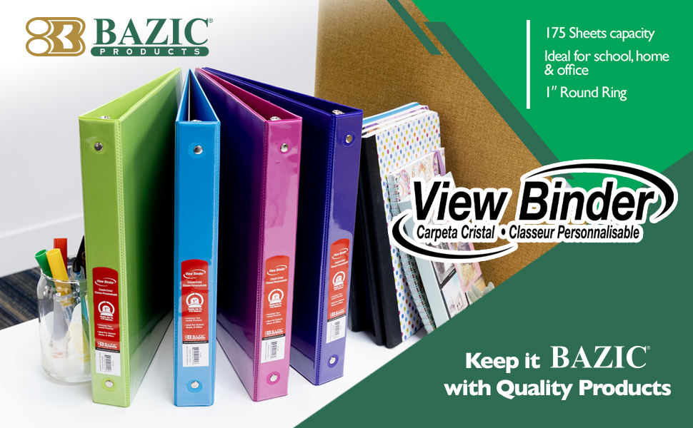thumbnail video image 2 of BAZIC 3 Ring Binder 1" Presentation View Binders Neon Color, Hold 175 Sheets, 24-Count, 2 of 6
