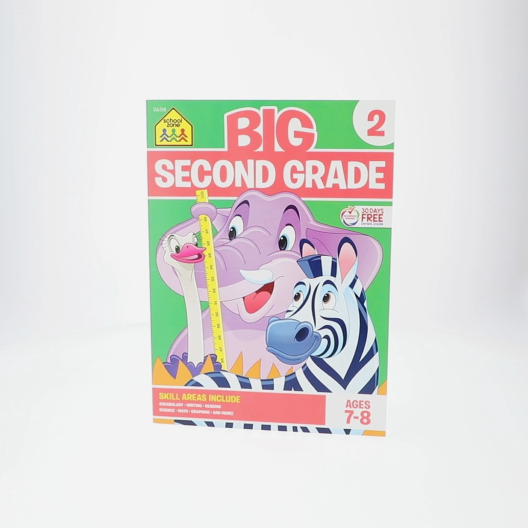 School Zone Second Grade Workbook | Practice Reading, Math, Shapes