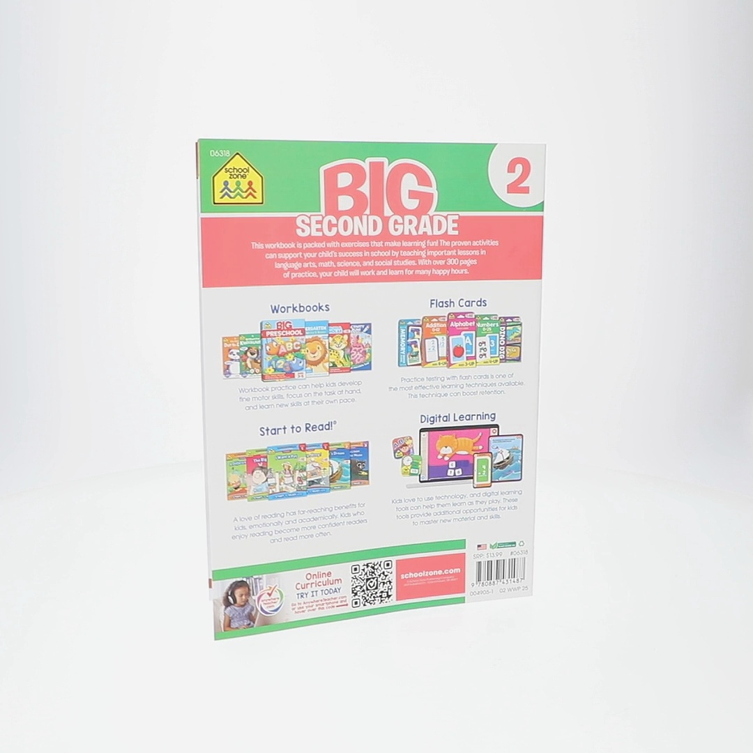 School Zone Second Grade Workbook | Practice Reading, Math, Shapes