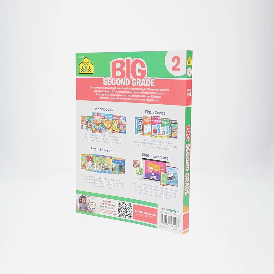 School Zone Second Grade Workbook | Practice Reading, Math, Shapes