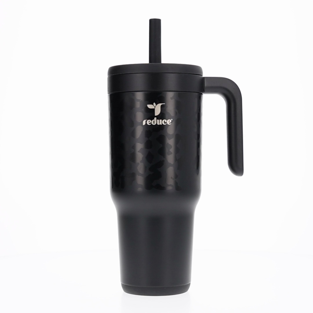 タイアップセール　マザーズラブ　チャールズ・リン・ブラック Reduce Chiller 34oz Spill-Proof Tumbler with Handle, Black Cheetah
