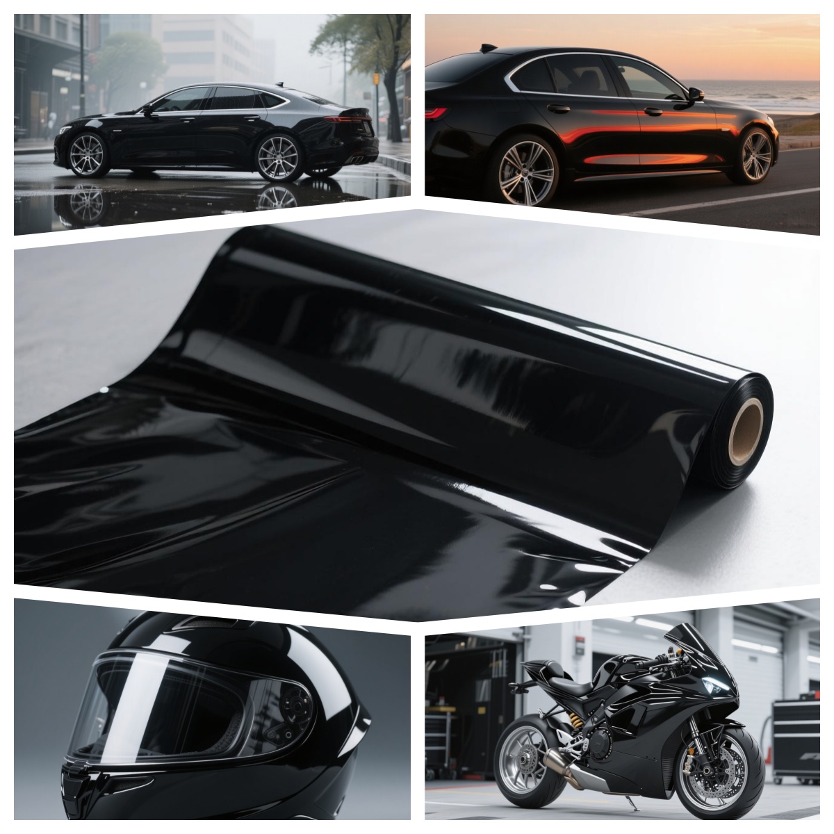 thumbnail video image 2 of Gloss Black Vinyl Wrap For Cars - PVC Automotive Film 12x60/24x60/58.75x60Inch, Mirror Finish, Scratch Resistant, Waterproof, Self-Adhesive（24X60 inch）, 2 of 12