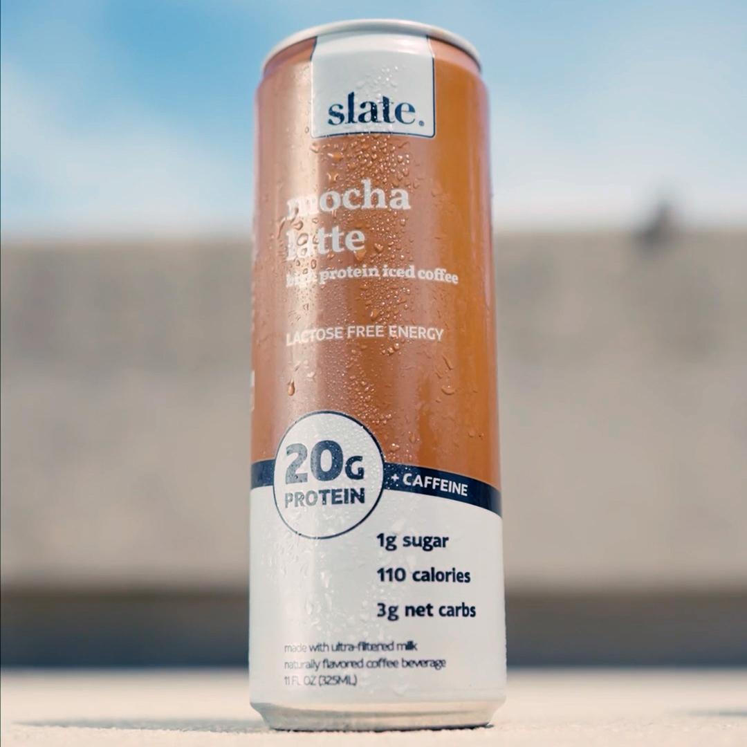 thumbnail video image 2 of (4 pack) Slate Milk High Protein Mocha Latte, Lactose Free, 20g Protein, 11oz, Ready to Drink, 2 of 13