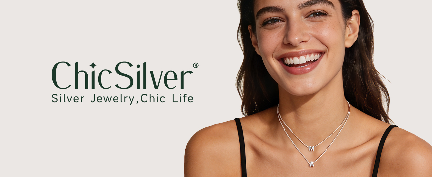 thumbnail video image 2 of ChicSilver Sterling Silver Initial Necklace for Women Choker Necklace Dainty Waterproof Silver Letter A Pendant Hypoallergenic Jewelry Christmas Graduation Birthday Anniversary Gifts for Her, 2 of 10