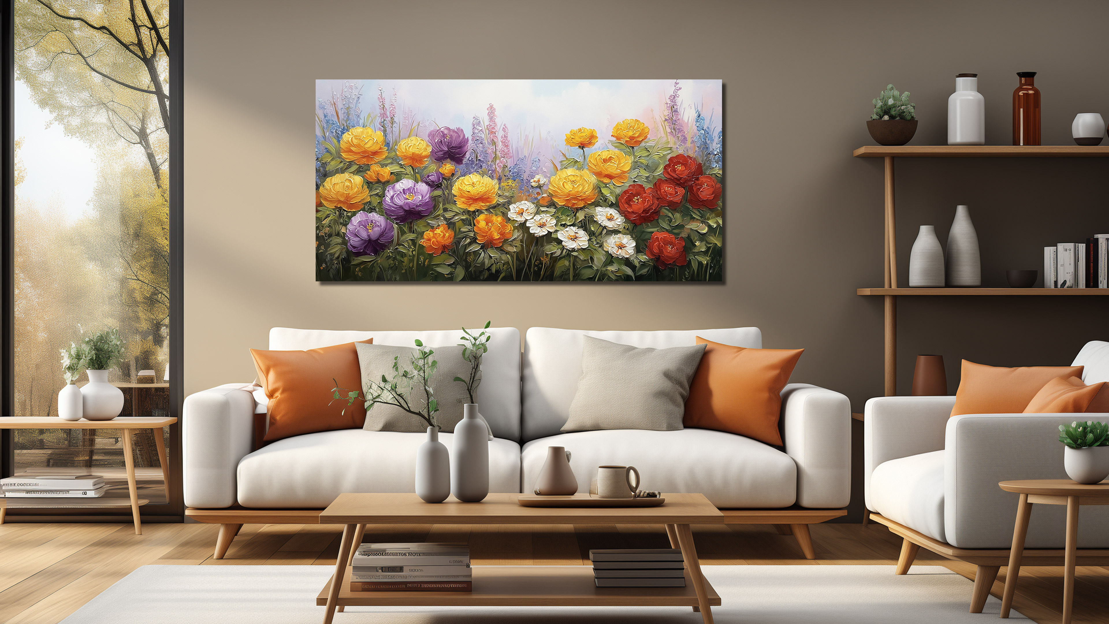 thumbnail video image 2 of Colorful Wildflower Floral Wall Art, Purple Yellow Red Poppy Daisy Flower Field Landscape Canvas Picture, 40x20 Inch Botanical Nature Artwork for Living Room Bedroom Home Decor, 2 of 9