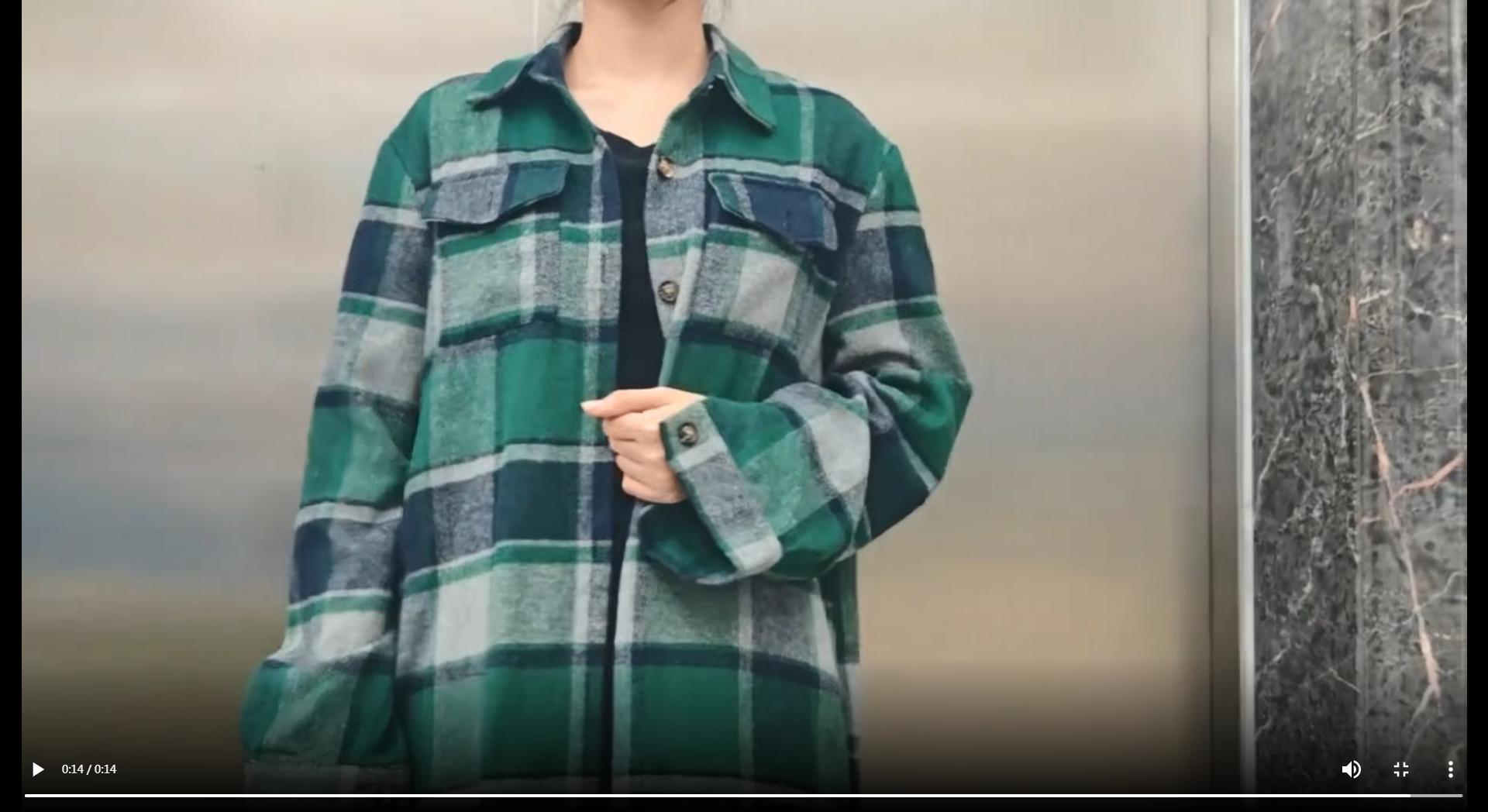 thumbnail video image 2 of Long Flannel Jackets Women - Button Up Plaid Shirt Casual Travel Long Sleeve Plaid Jackets with Shirt Collar Pockets, 2 of 7