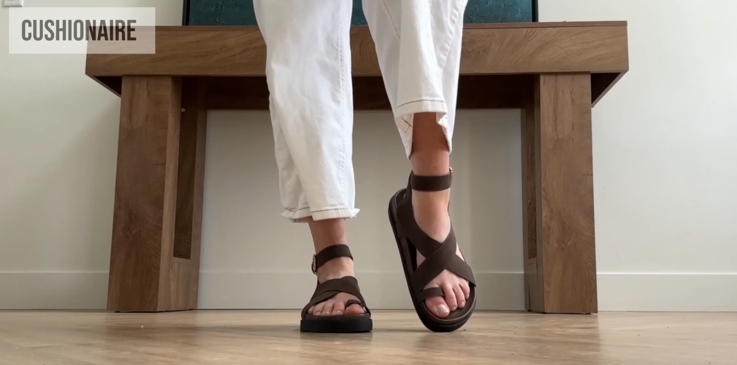 thumbnail video image 2 of Cushionaire Entry Womens Ankle Wrap Molded Footbed Sandal with Adjustable Strap | Non-Slip Outsole | Womens Platform Sandals | Comfortable Summer Shoes | Wide Widths Available, 2 of 20