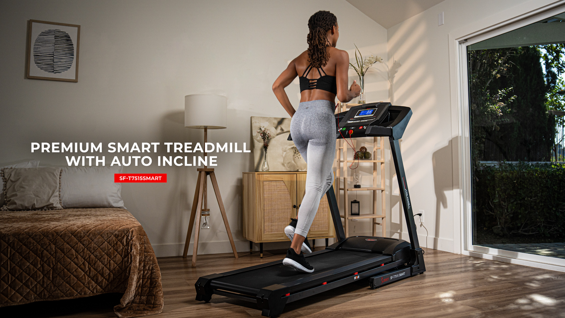 thumbnail video image 2 of Sunny Health & Fitness Premium Double Deck Treadmill w Auto Incline + Free SunnyFit® App Membership - SF-T7515SMART, 2 of 9