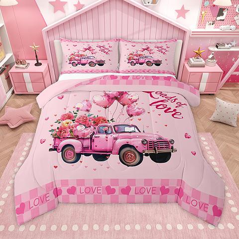 thumbnail video image 2 of Homewish Cute Loves Pattern Full Size Comforter Sets,Abstract Graffiti Bedding Comforter Set,White Black Bedding Sets For Girls Kids,Ultra Soft Home Decor Reversible,3-Piece, 2 of 9