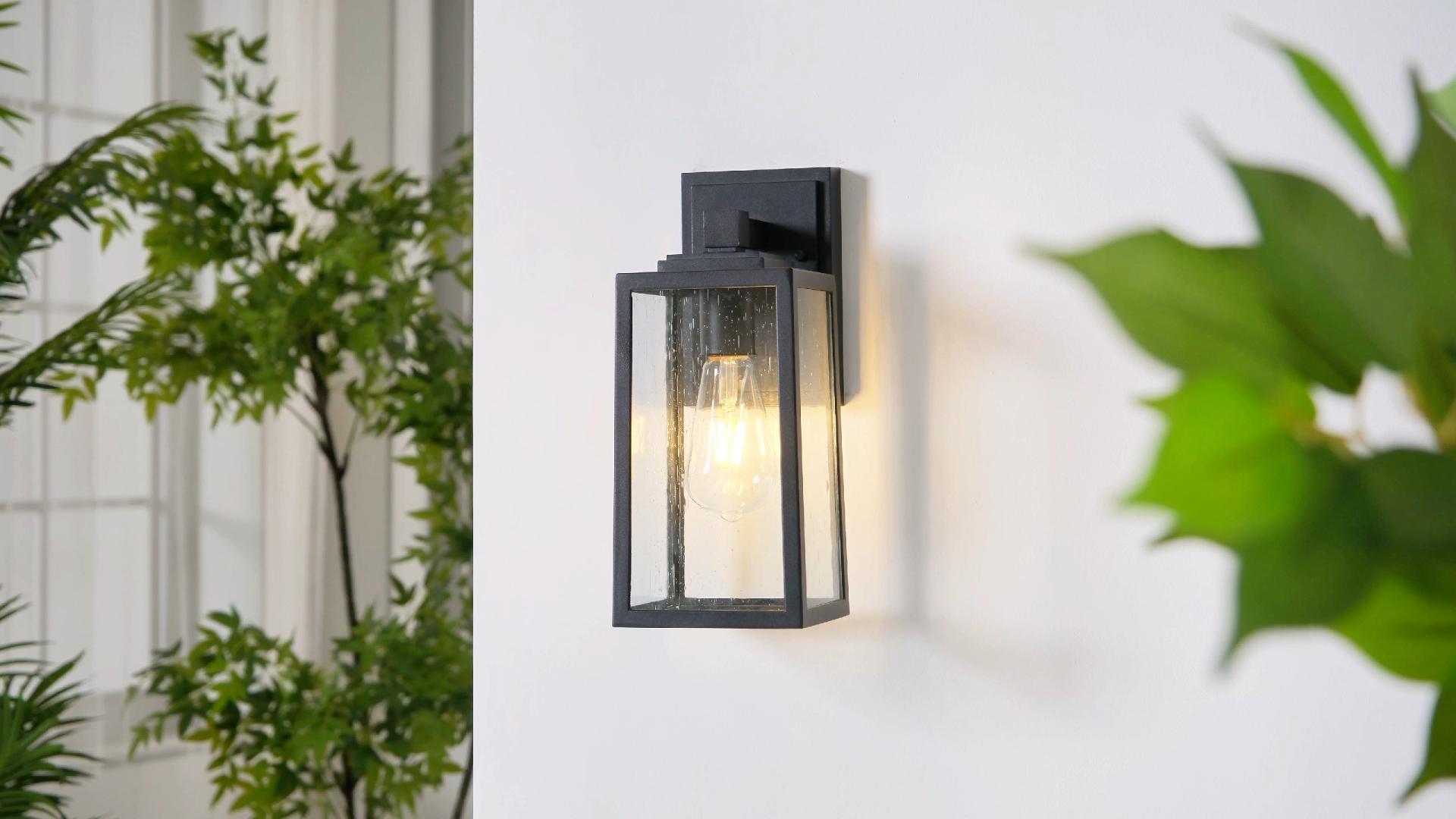 thumbnail video image 2 of VIANIS Outdoor Wall Lights, Porch Lights Outdoor Lantern, Black Waterproof Outdoor Light Fixtures Wall Mount with Seed Tempered Glass, 2 of 10