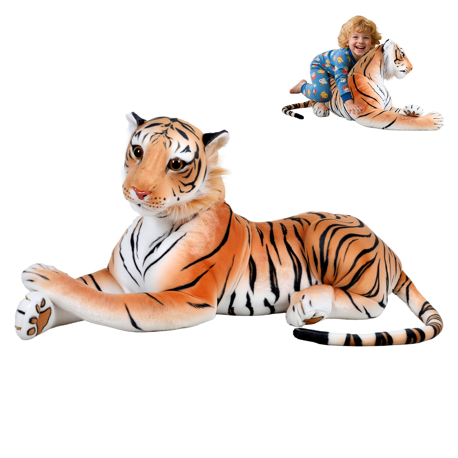 thumbnail video image 2 of Dbuoem Giant Tiger Pillow,Big Tiger Stuffed Animal,Extra Large,Plush Lifesize Tiger, 2 of 9