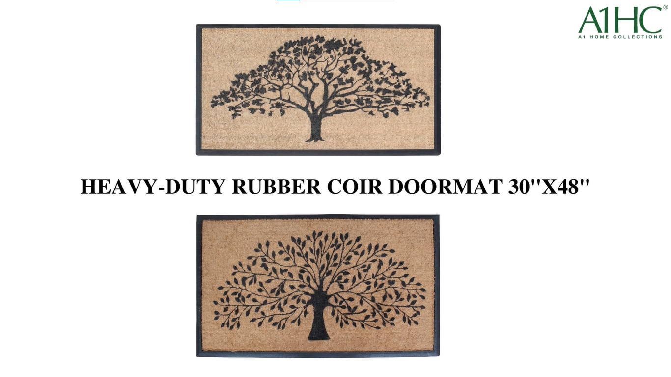 thumbnail video image 2 of A1 Home Collections Doormat, Natural Coir Flocked, 30x48, Heavy Duty, Thin Profile, Easy to Clean, Long Lasting, Front Door Entry Mat, 2 of 7