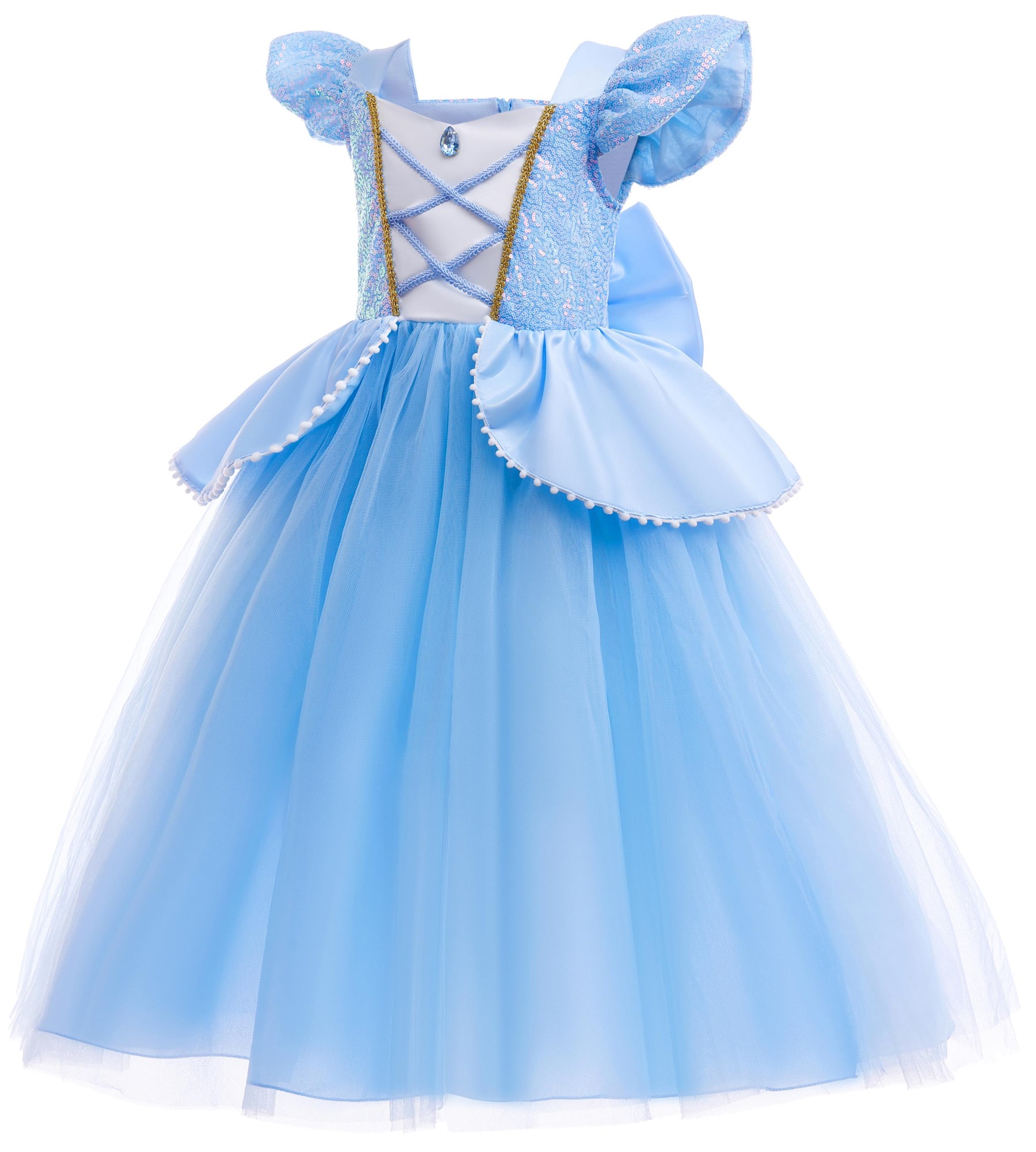 thumbnail video image 2 of Princess Cinderella Dresses for Girls Costume Cosplay Party Dress with Luxury Accessories 6-7Years, 2 of 7