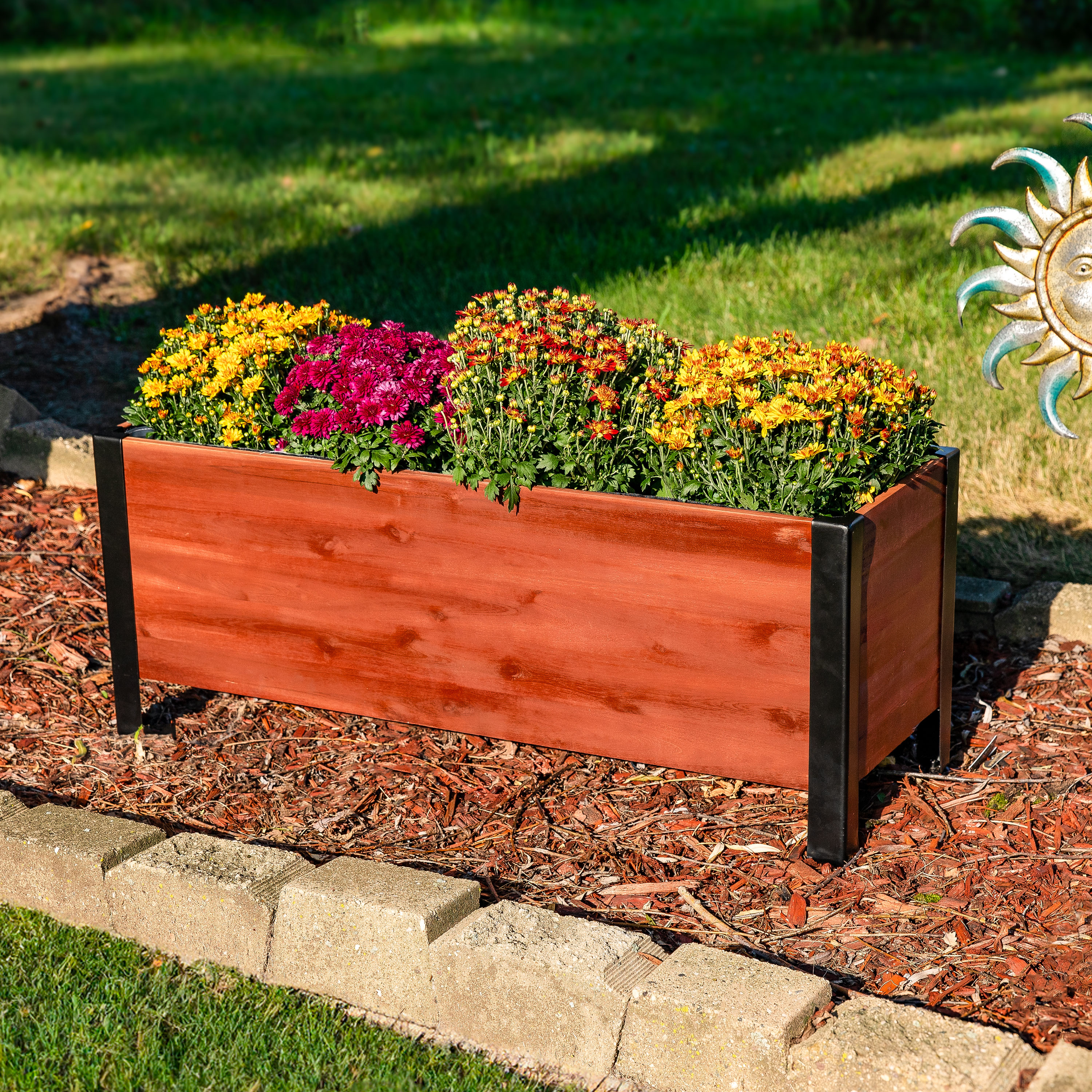 thumbnail video image 2 of Sunnydaze 37" x 13" x 14.75" Gray Acacia Wood Rectangular Raised Garden Bed Planter Box, 2 of 9