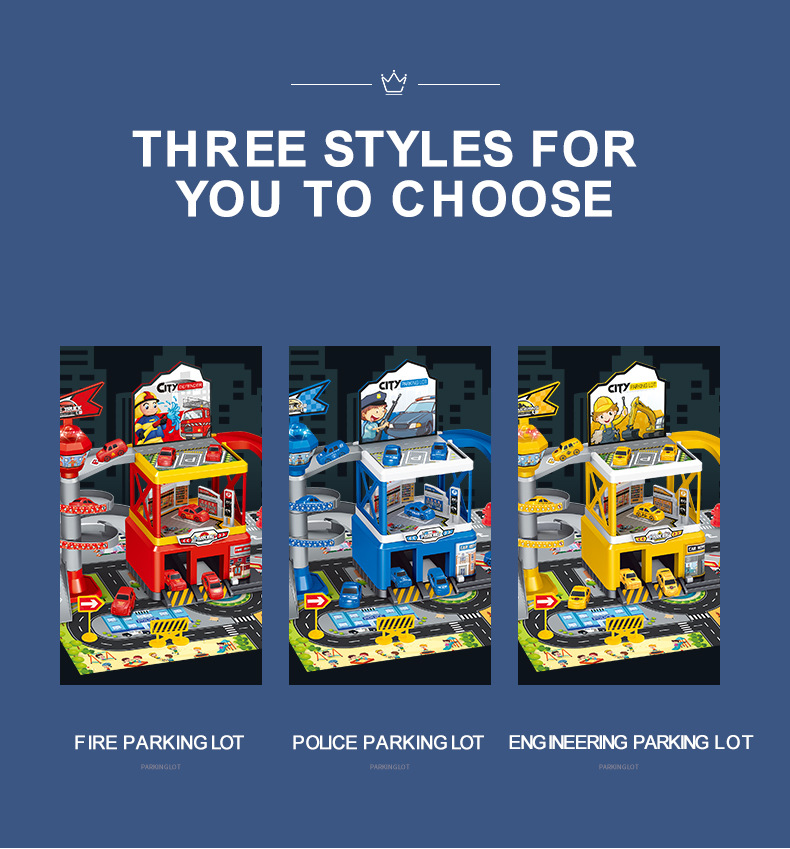 thumbnail video image 2 of Parking Garage Toy Playset with 3 Alloy Racer Cars and Adventure Track - Yellow, 2 of 8