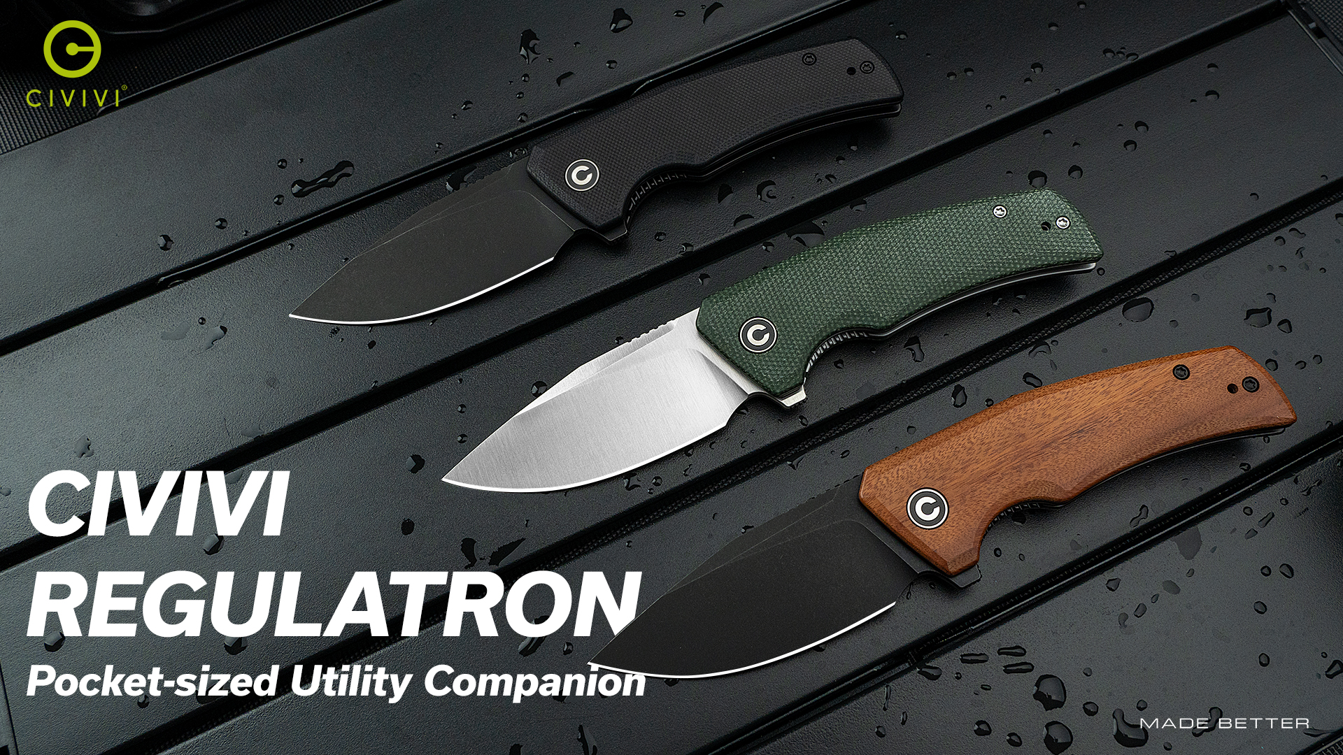thumbnail video image 2 of CIVIVI Pocket Knife Regulatron Folding Knife 2.98" Nitro-V Blade Wood Handle C23006-3, 2 of 8
