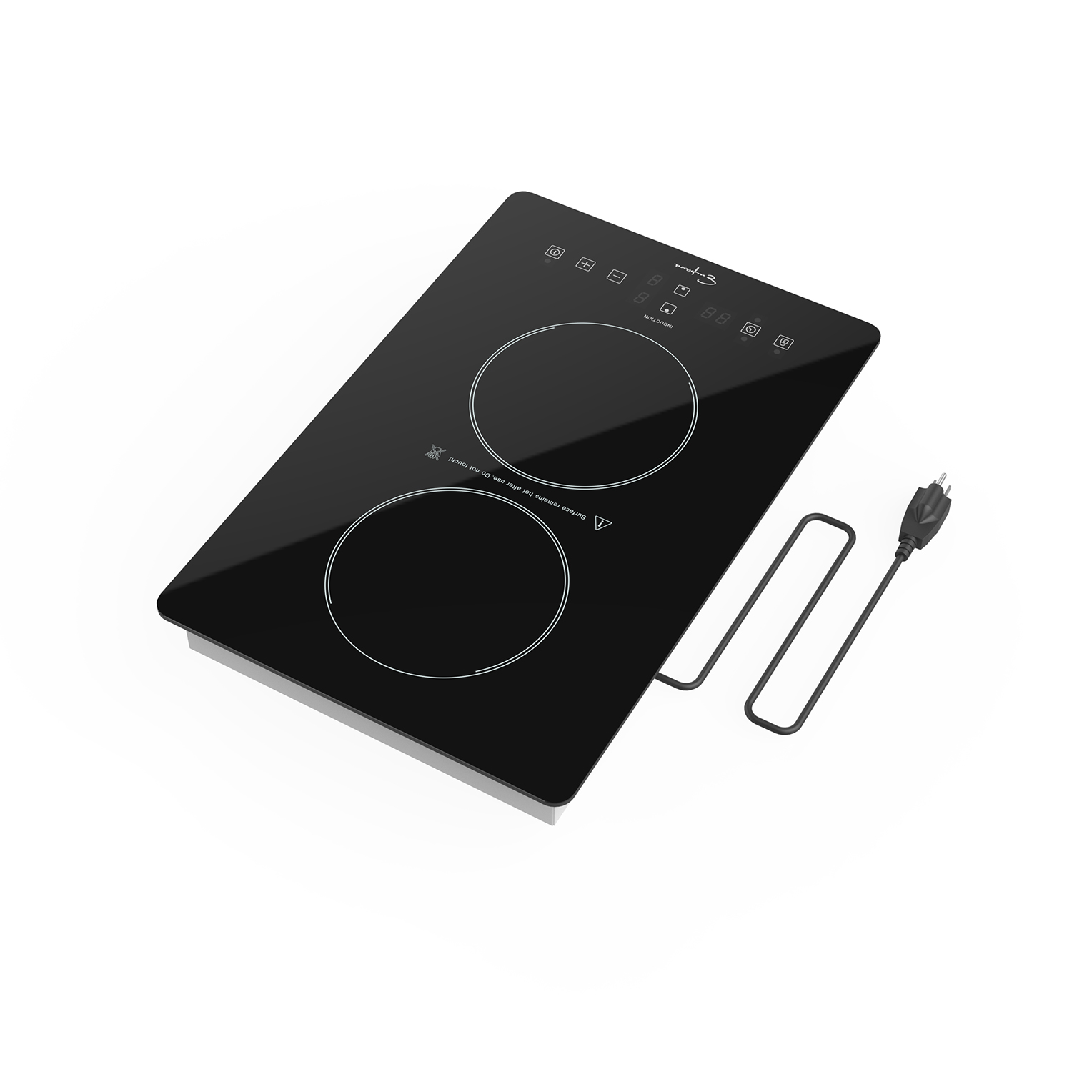 Empava Electric Stove Induction Cooktop Horizontal with 2 Burners in Black Vitro Ceramic Smooth Surface Glass 120V 12 inch