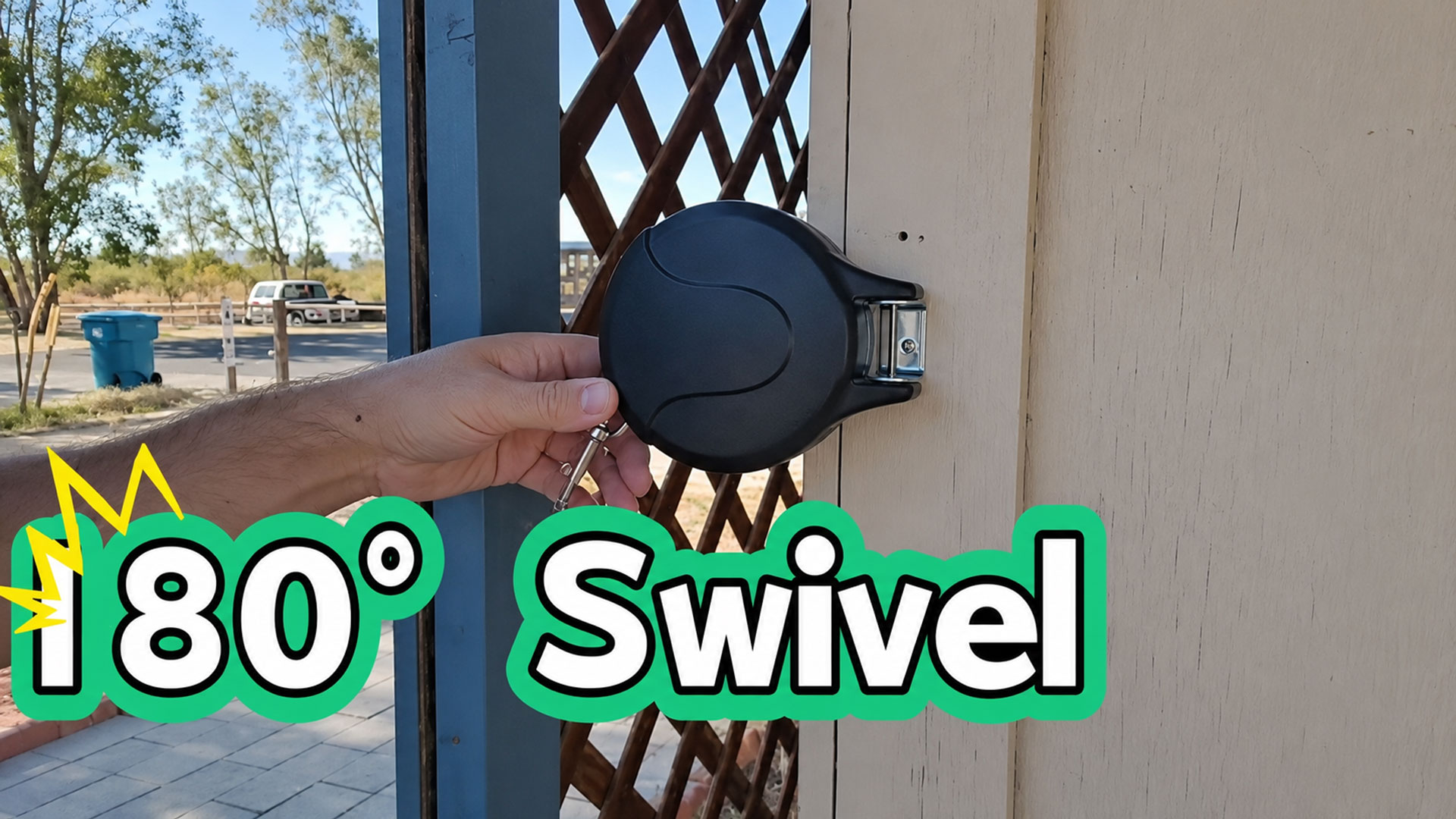 thumbnail video image 2 of 30ft Wall Mount Retractable Dog Tie Out Cable for Small to Large Dogs Between 20-75 lbs, Patented Retractable Dog Lead Great for Yard/Garden - Durable for 70,000 Cycles (Black, 30ft), 2 of 11