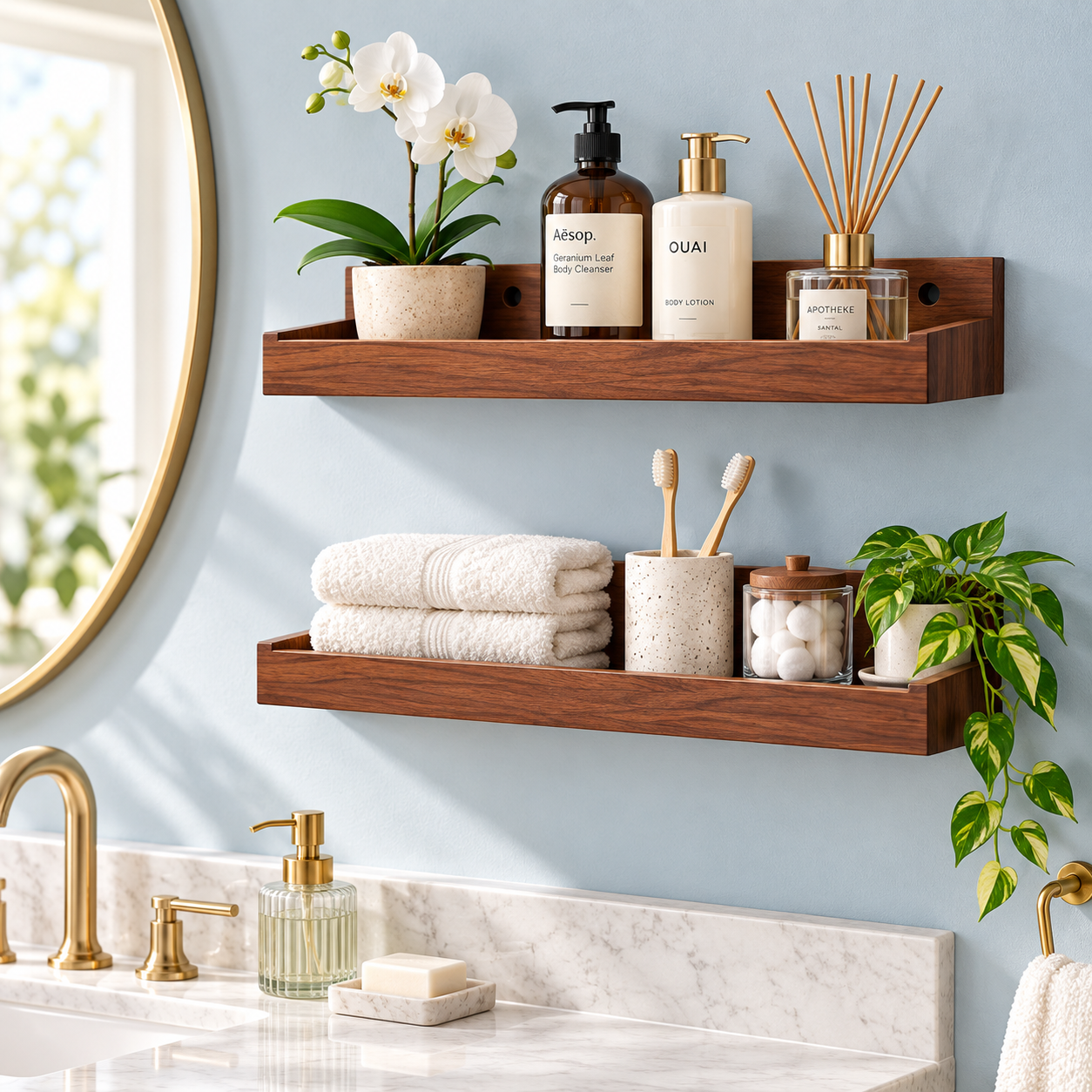 thumbnail video image 2 of Kuokaa Solid Wood Wall Shelf, Floating Display and Storage Shelf for Living Room Bedroom and Entryway (White), 2 of 7