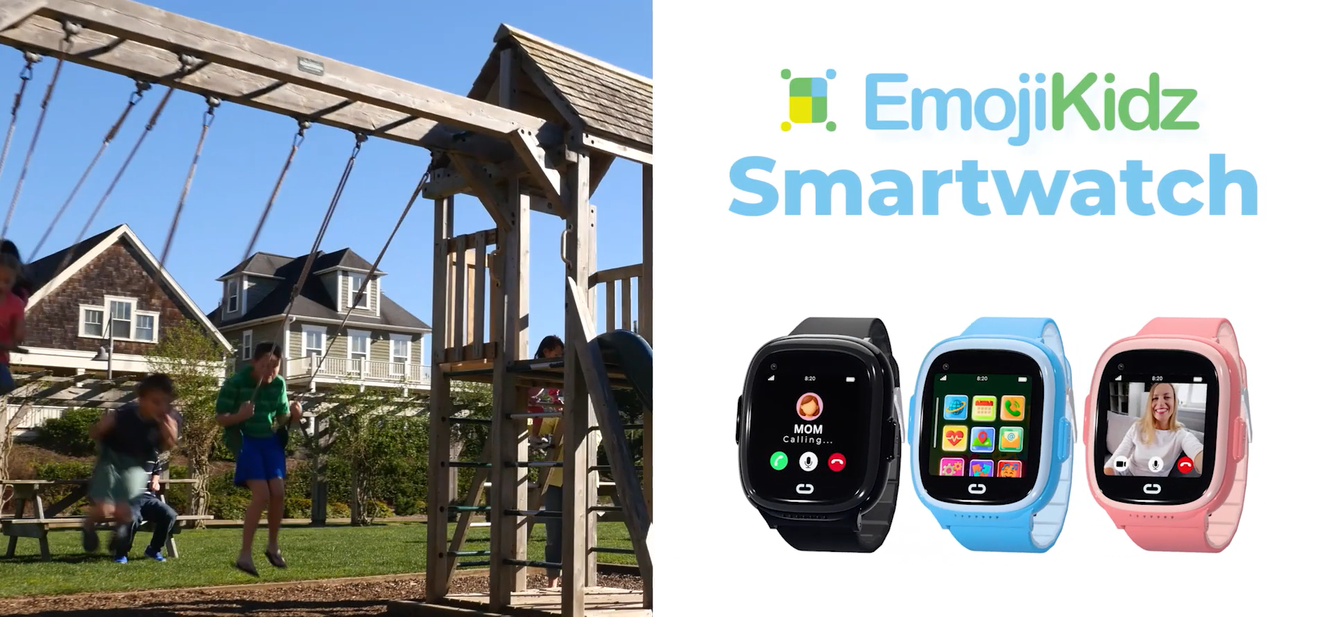 thumbnail video image 2 of EmojiKidz Kids Smartwatch with GPS Locator, SOS Button, Parental Controls, 2-Way Calls & Voice Chat, Safe Zones, Block Unknown Numbers, Black, 2 of 13