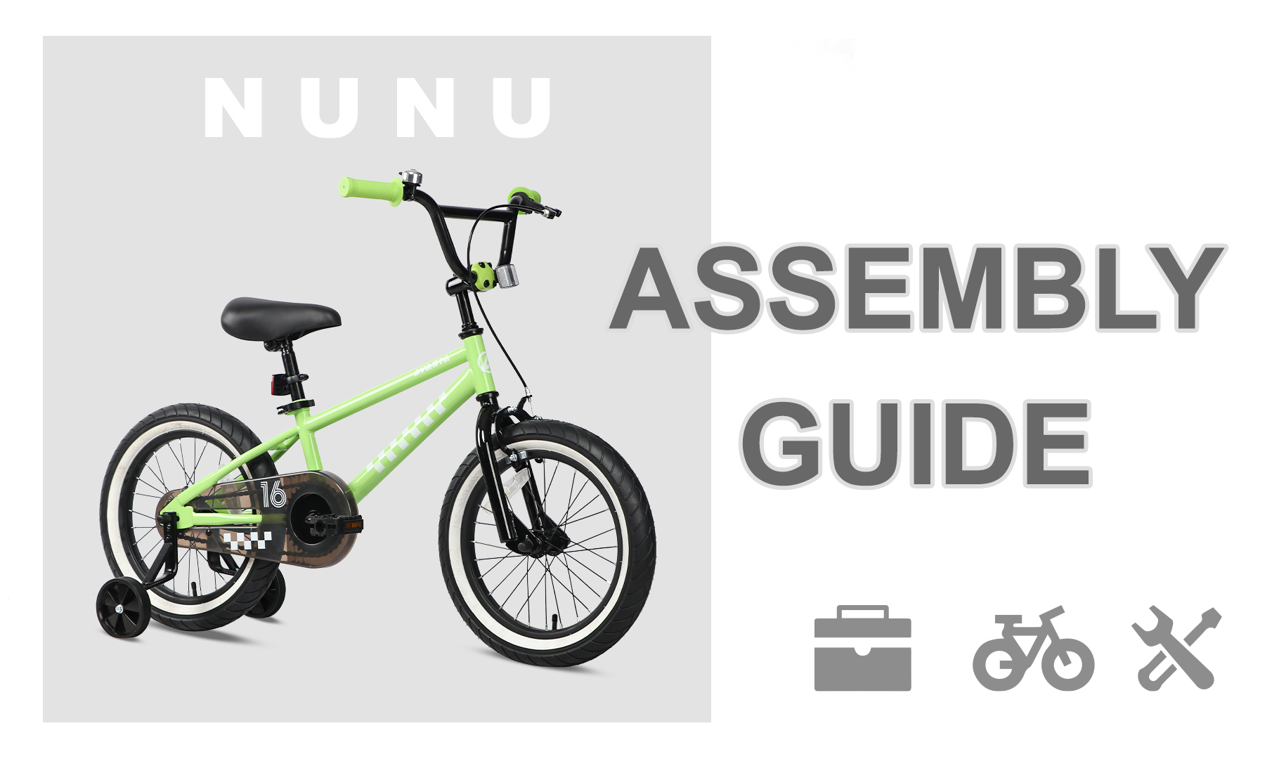 thumbnail video image 2 of Glerc NuNu 16 Inch Kids Bike BMX Style for 4 5 6 7 8 Years Old Boys Girls, Toddler Bicycles with Training Wheels & Coaster Brake, White, 2 of 9