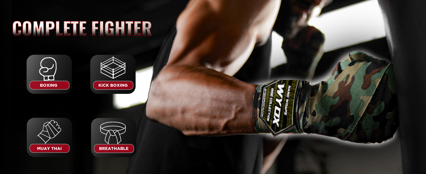 thumbnail video image 2 of WYOX Boxing Hand Wraps 180-Inch – Elastic Bandage Wraps, Bandages, Boxing Gloves, Sports Wrap & Support Gear Pro (Red Camo), 2 of 8