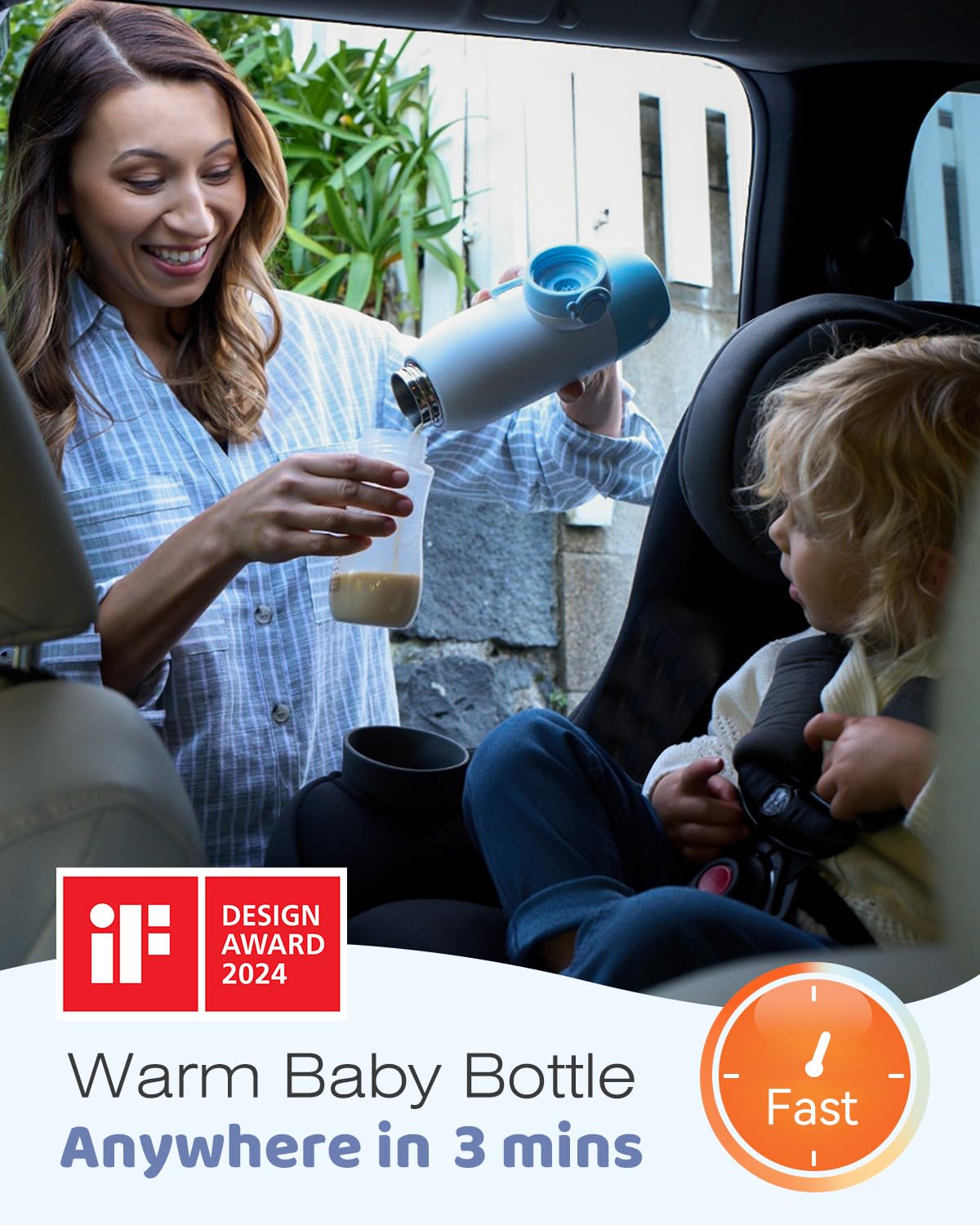 thumbnail video image 2 of Grownsy Portable Bottle Warmer, Cordless Travel Milk Warmer, 20oz Capacity, Precise Temp Control, USB Rechargeable, 2 of 11