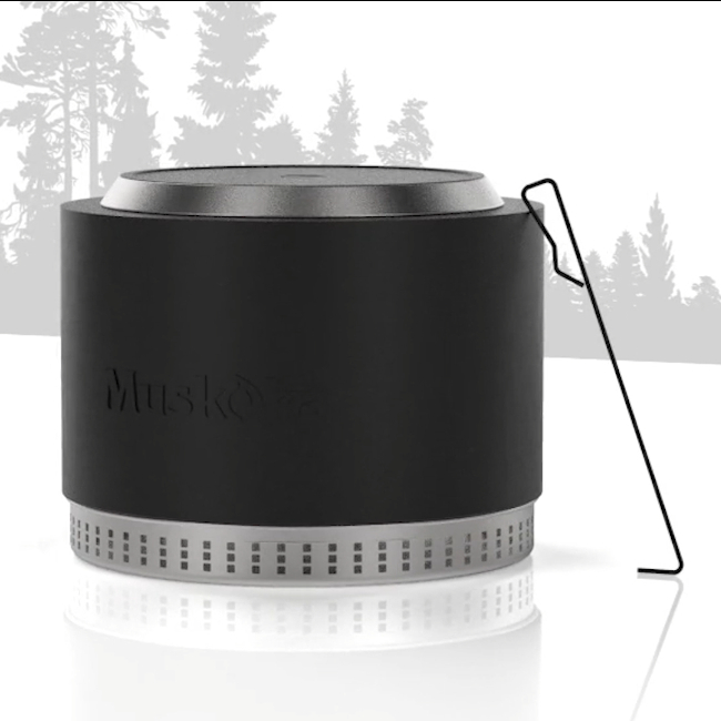 thumbnail video image 2 of Muskoka 25" Black Steel/Stainless Steel Smokeless Wood Fire Pit with Lid, Poker & Protective Cover, 2 of 18