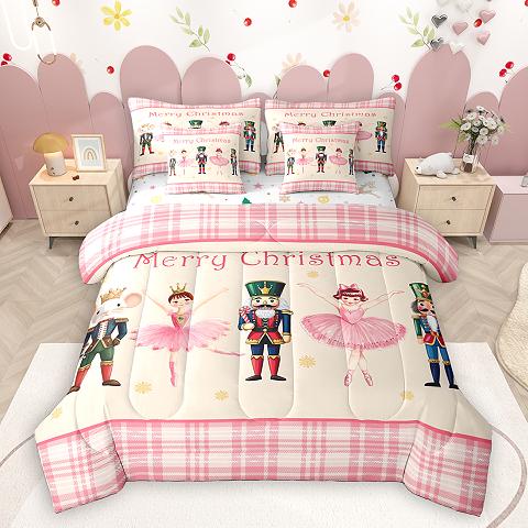 thumbnail video image 2 of Homewish Cartoon Christmas Nutcracker 7 Pieces Bedding Comforter Set,Chic Xmas Tree Full Bedding Set,Chic Xmas Tree Fitted Sheet Flat Sheet For Girls,,Microfiber Bedroom Decor Reversible, 2 of 9
