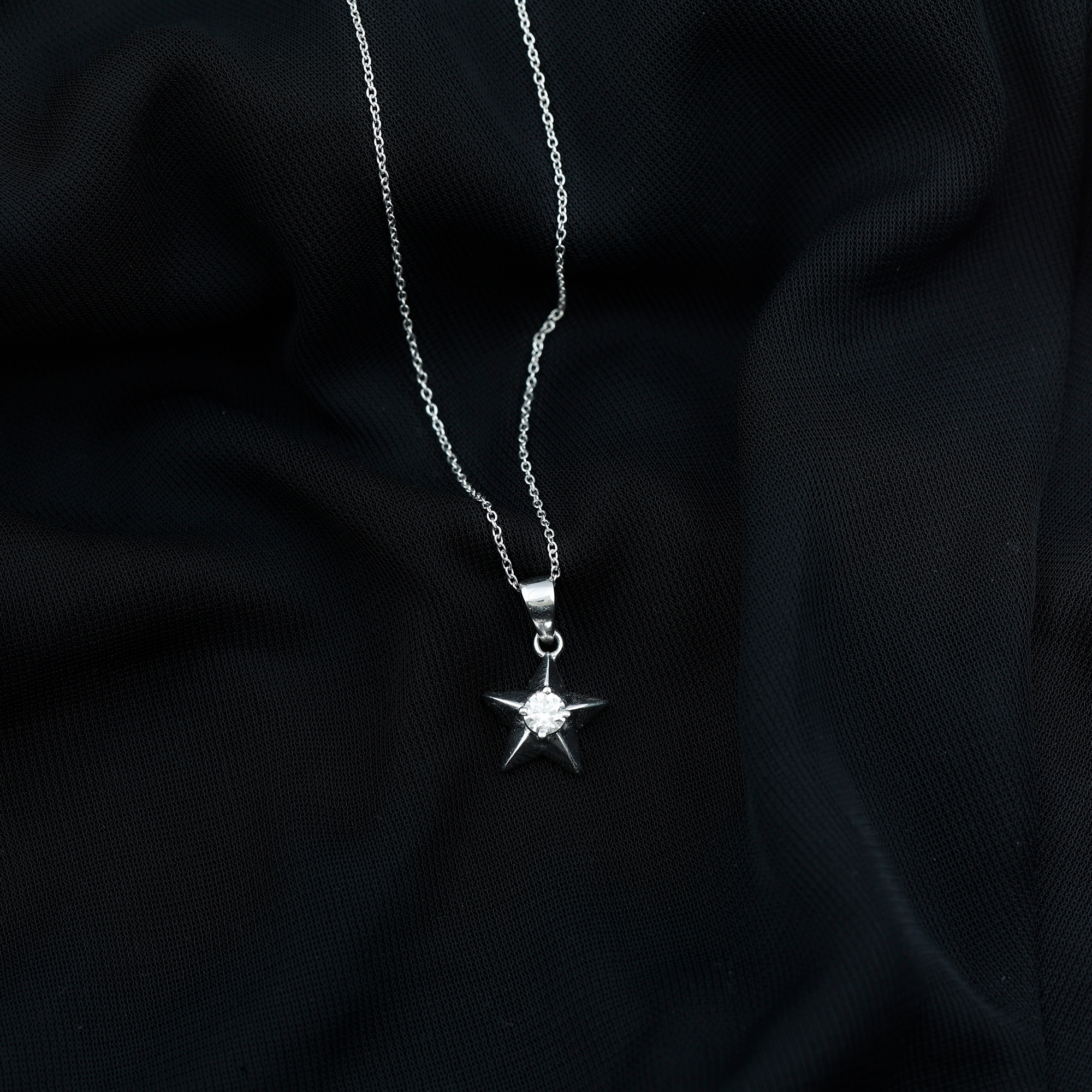 thumbnail video image 2 of Rosec Jewels Lab Grown Diamond Star Pendant with Chain - EF-VS Quality Certified - Ready to Gift, 14K White Gold, 2 of 8