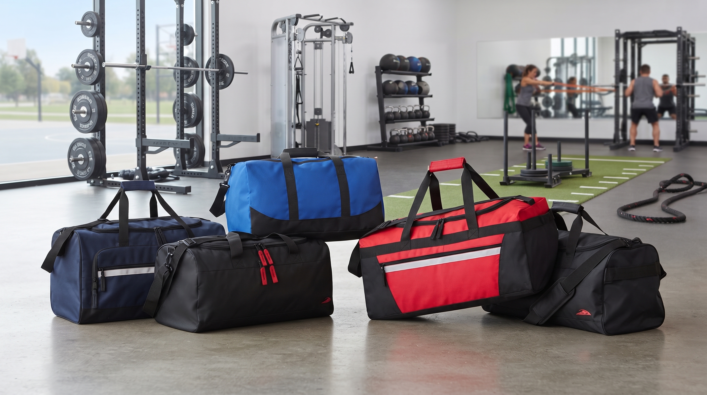thumbnail video image 2 of 24 Inch 55 Liter Weekender Overnight Duffel Shoulder Bag for Men, Women, Teens, Gym, Travel, Sports and Recreation in Black with Red Accents, 2 of 9