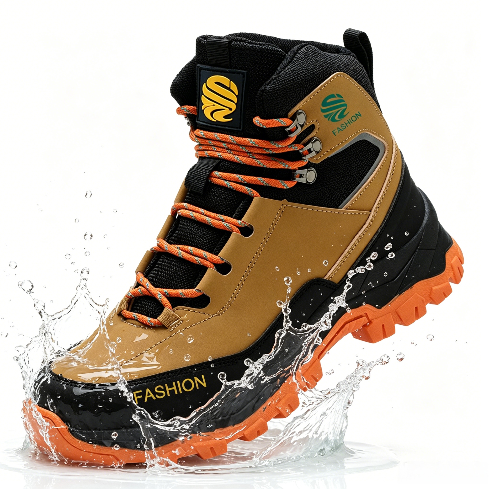 thumbnail video image 2 of XQJ Men's Steel Toe Work Boots Non-Slip High Top Lace-Up Shoes Work For Industrial & Construction Use Protective Shoes Boots Waterproof Wear-Resistant Steel Toe Safety Shoes-Brown Size 6.5, 2 of 10