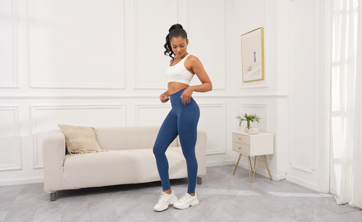 thumbnail video image 2 of Cadmus High Waist Yoga Pants with Pockets, Lycra Soft Running Workout Leggings for Women 4 Way Stretch, 2 of 8