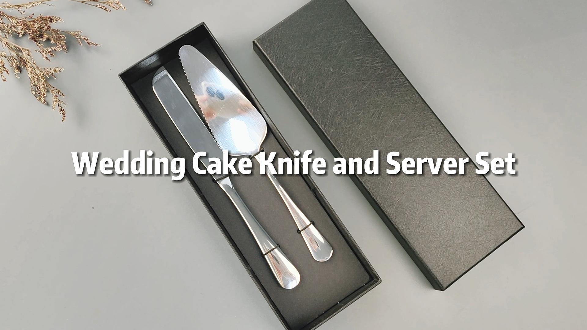 thumbnail video image 2 of thovorrnl Cake Knife and Server Set, 2pcs Silver Stainless Steel Cake Cutting Set for Wedding, 2 of 9