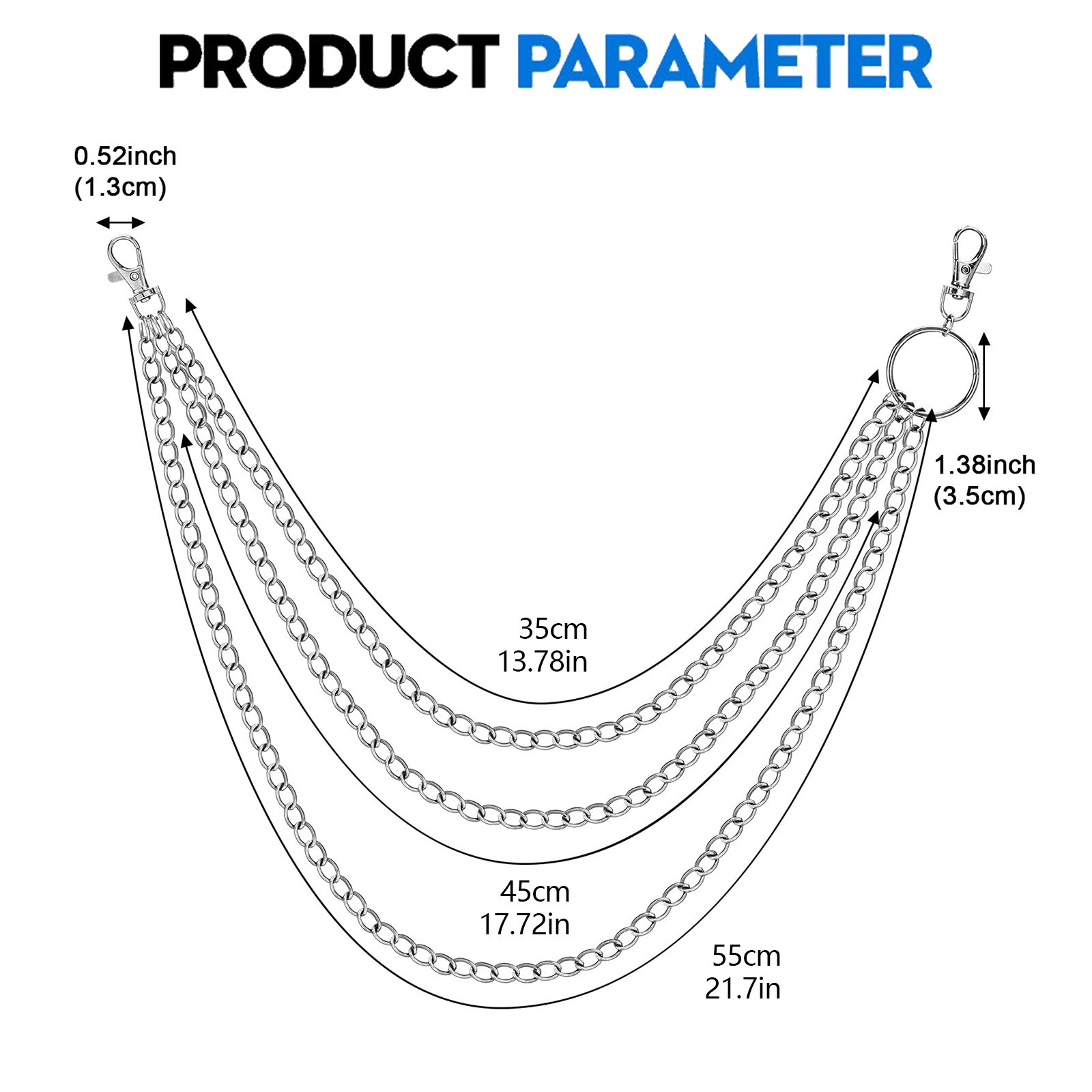 thumbnail video image 2 of Christmas Hanging Ornaments,3Pcs Jeans Chains Wallet Chain Pocket Chain Belt Chains Pants Chain Versatile Practical Easy To Wear, 2 of 10