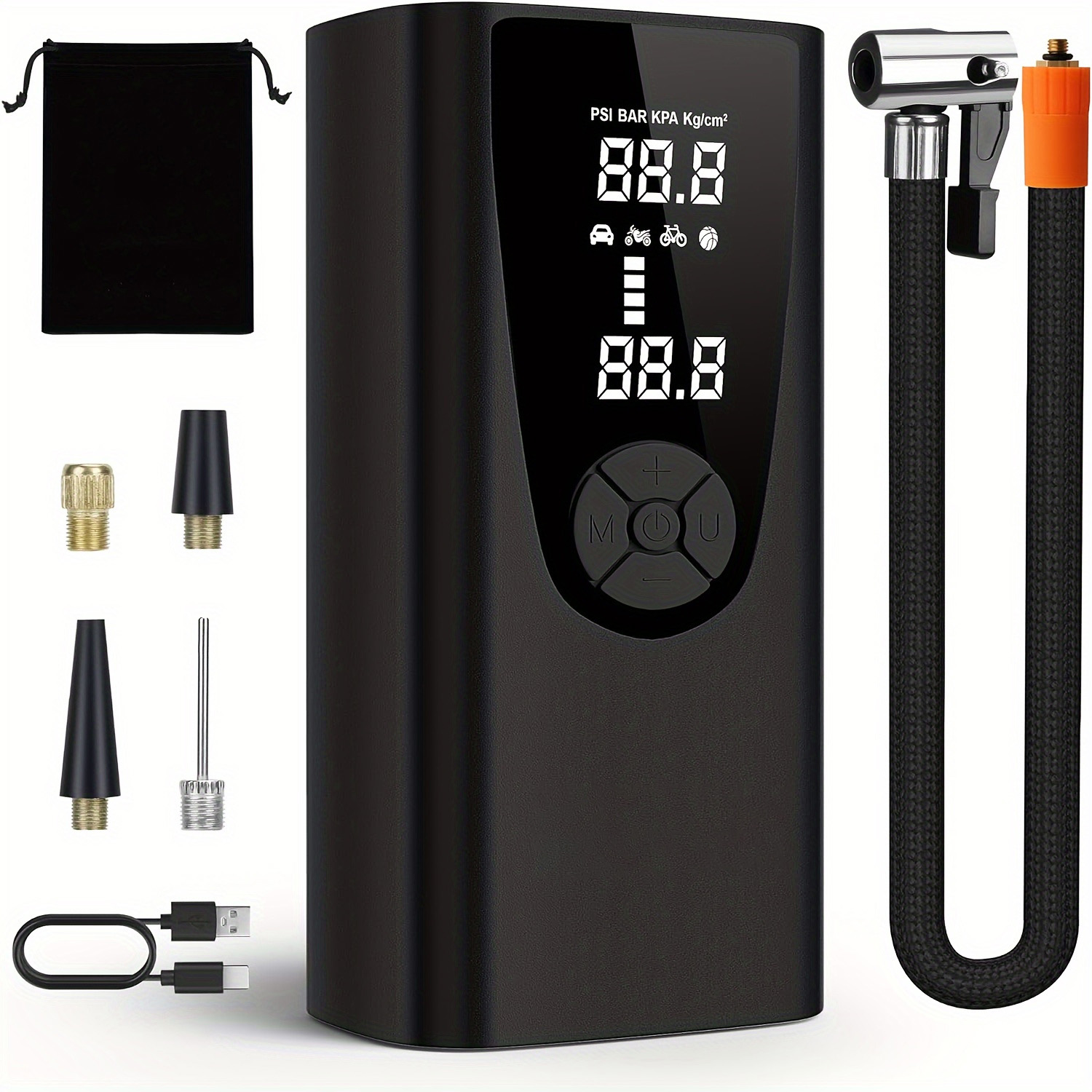 thumbnail video image 2 of 150 PSI Portable Tire Inflator - 20000mAh Cordless Air Pump with Pressure Gauge, Emergency Light for Vehicles & Balls (Black)​, 2 of 10