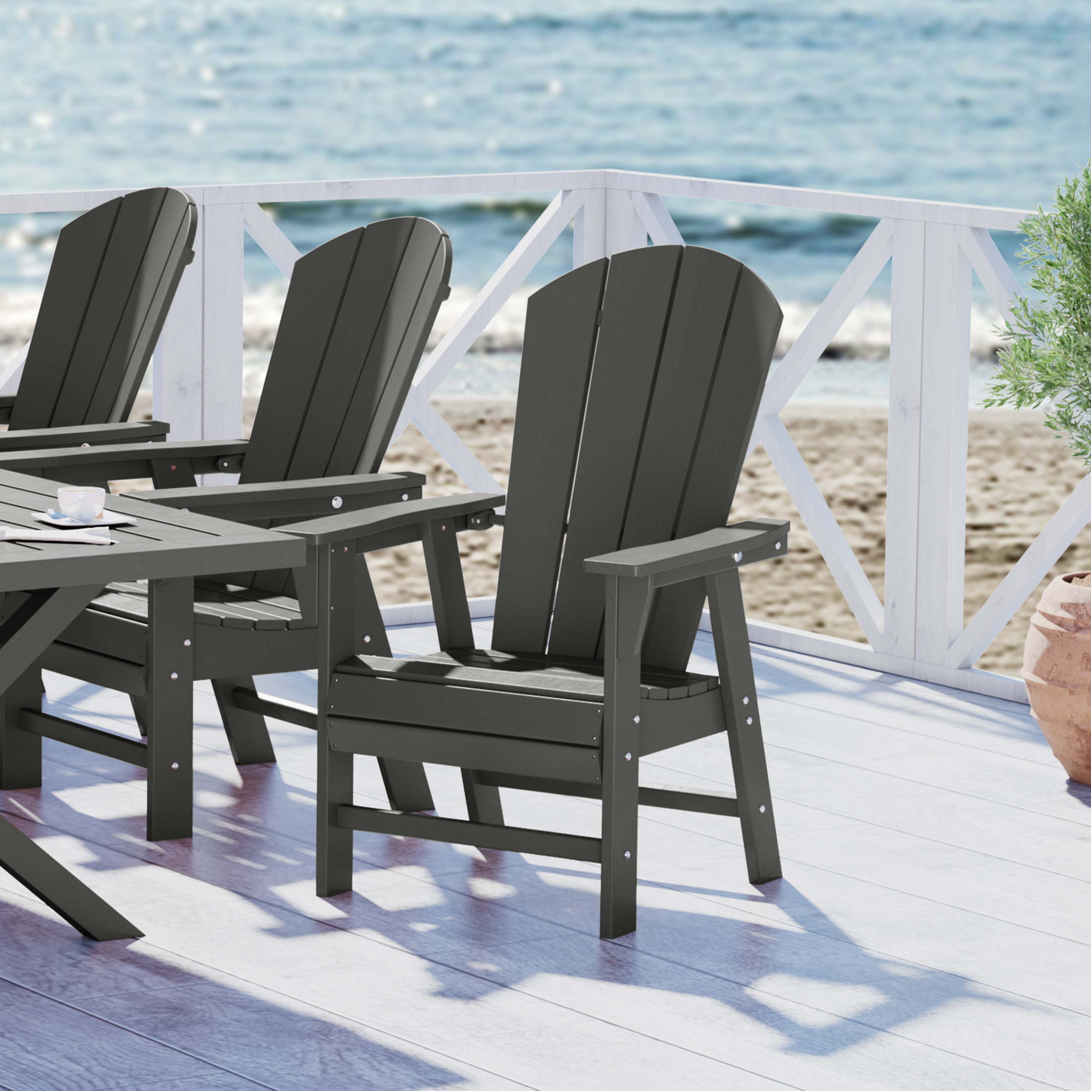thumbnail video image 2 of WestinTrends Malibu Patio Dining Chairs, All Weather Poly Lumber Adirondack Outdoor Chairs Restaurant Bistro Chairs Support 350 LBS, Ergonomic Curved Seat for Comfort, Teak, 2 of 9