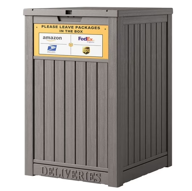 thumbnail video image 2 of Bifanuo Package Delivery Box for Porch with Delivery Sign, Upgrade 48 Gallon Storage Box with Lockable Secure, Large Double Wall Resin Outdoor Package Delivery and Waterproof Deck Box, 2 of 8