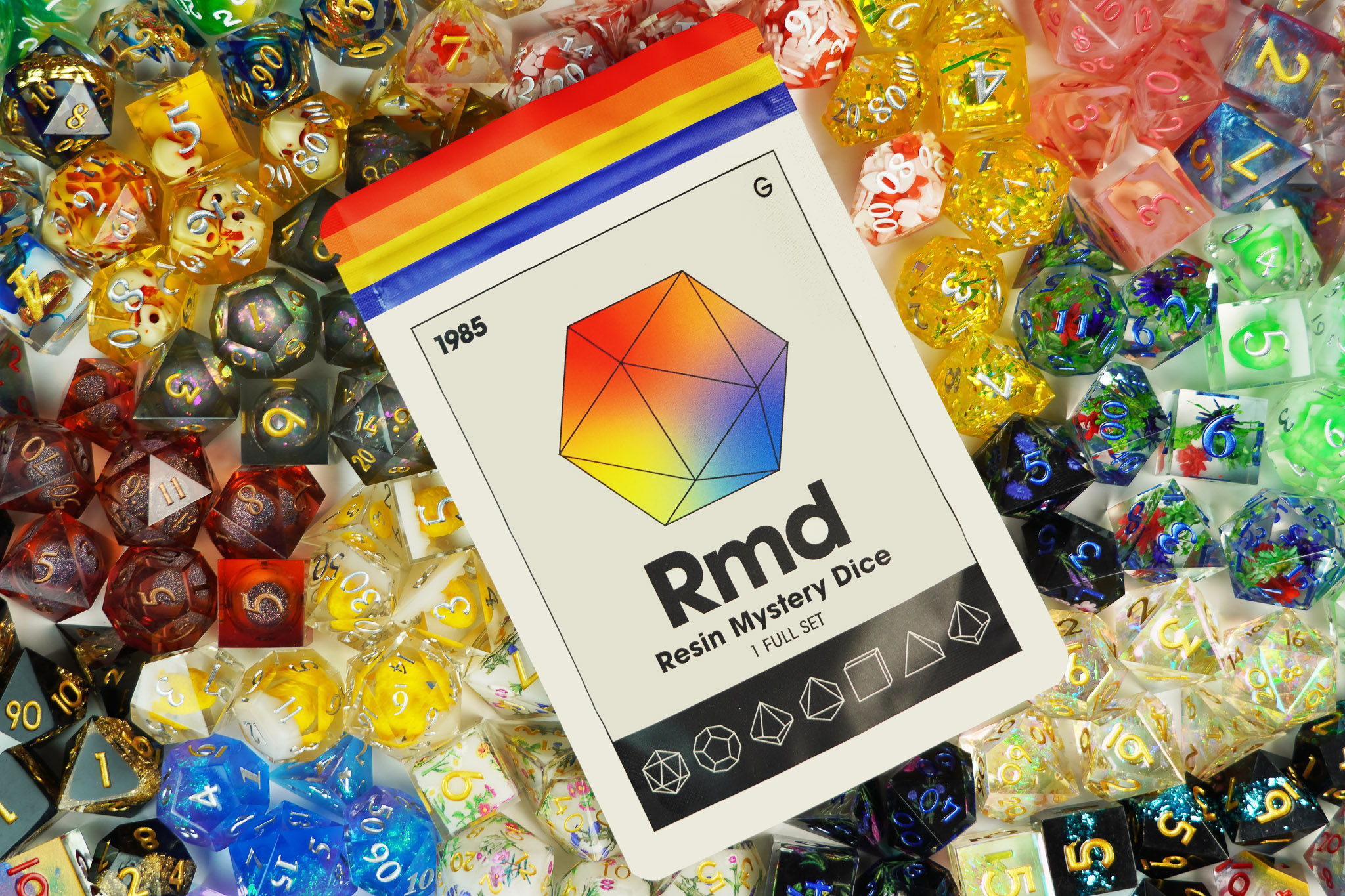 1985 Games, RMD Resin Mystery Dice Set, Durable Polyhedral Resin RPG ...