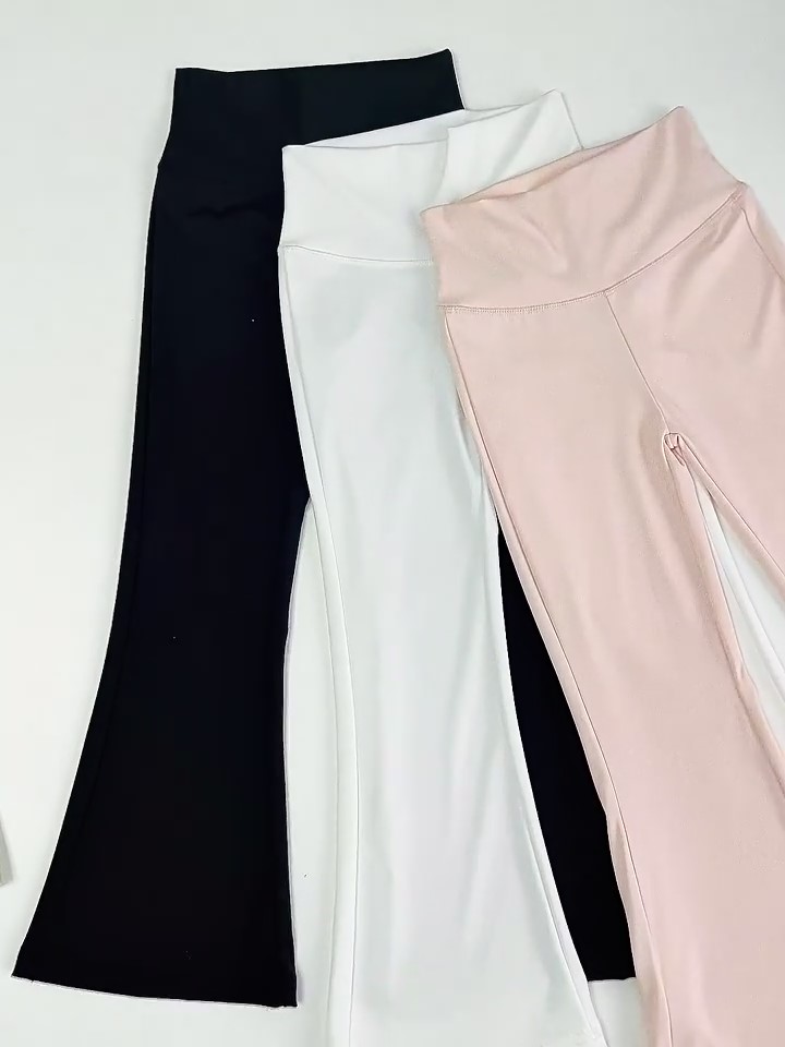 thumbnail video image 2 of SGMVNU Girls High Waist Yoga Pants Korean Style Hem Flared Leggings For Kids Stretchy Soft Comfortable Workout Bottoms Activewear Gifts for Girls(Size 3-4 Years,Black), 2 of 7